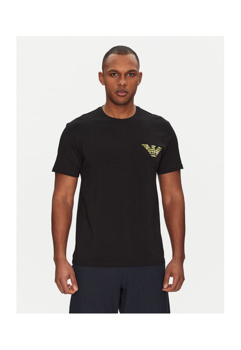 Tricou barbat - negru - bumbac