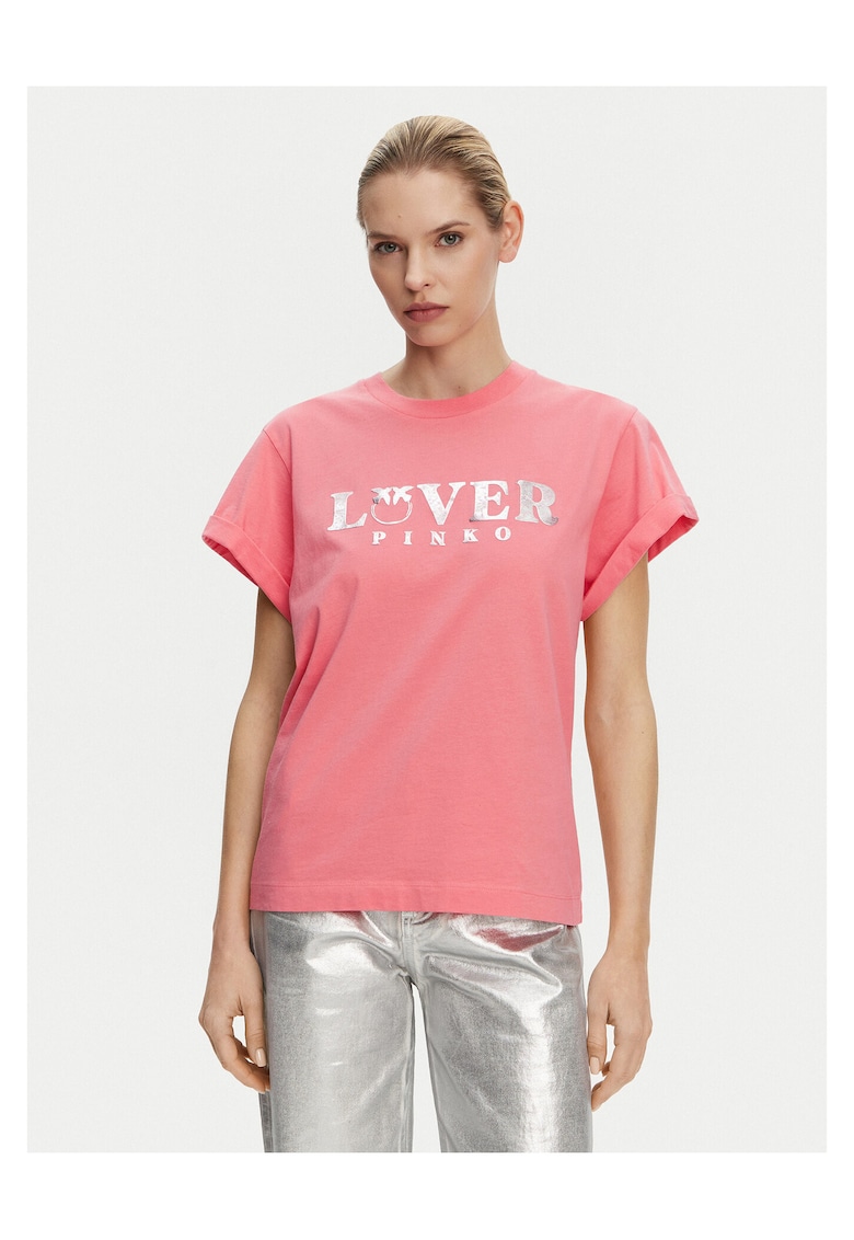 Tricou dama - Roz/Alb