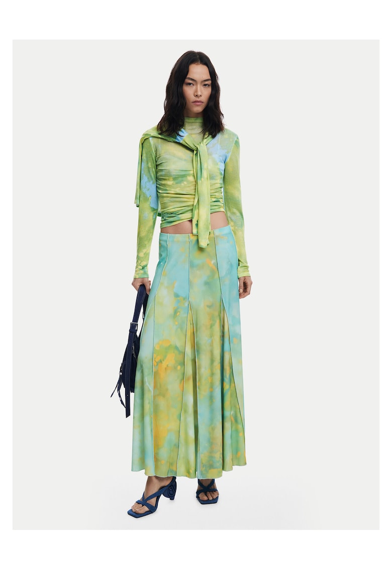 Fusta maxi dama verde - fabricata din materiale de calitate -