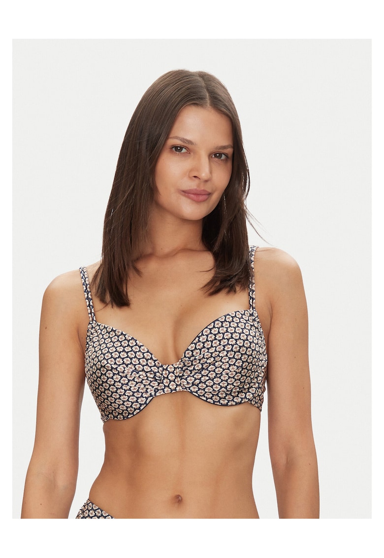 Sutien de baie dama - partea de sus de bikini - bleumarin/bej