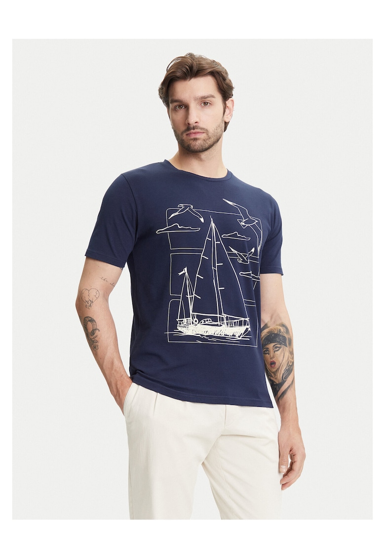Tricou barbat - bleumarin - bumbac