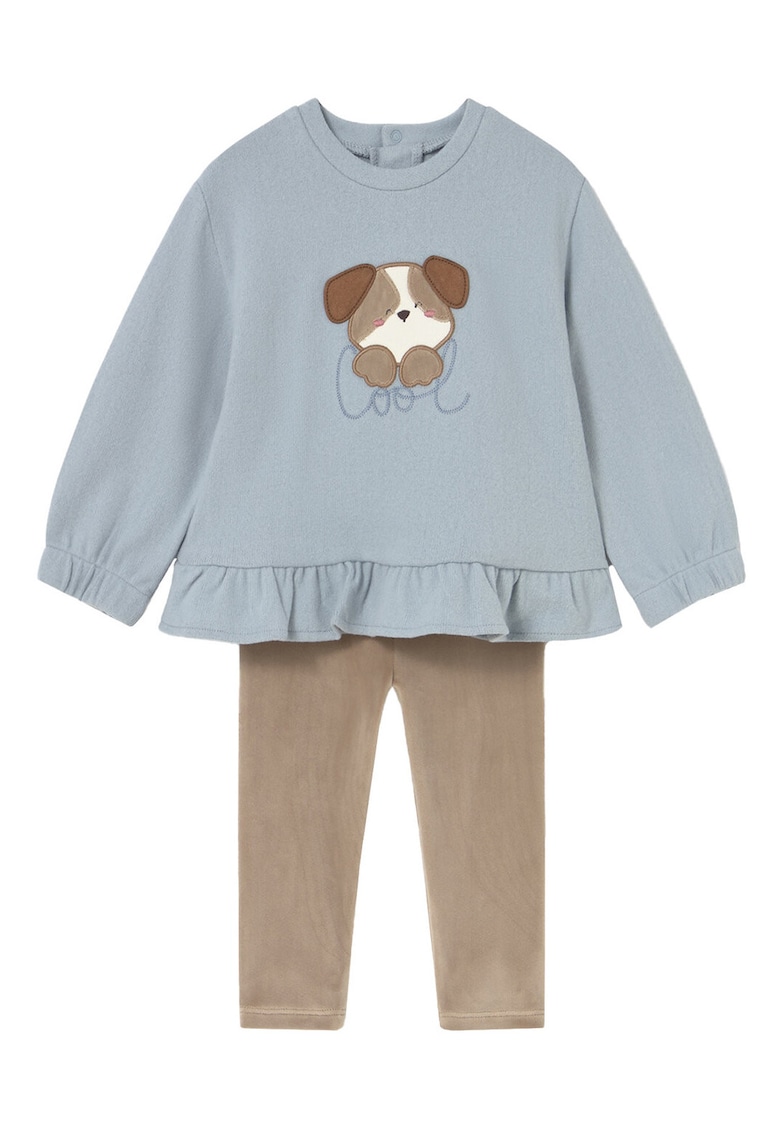 Compleu pentru copii - bluza si colanti - bej/albastru