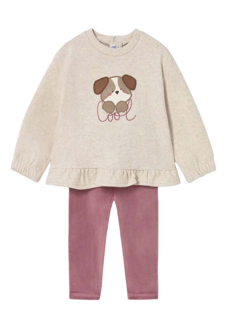 Compleu copii bluza si colanti - bej/roz