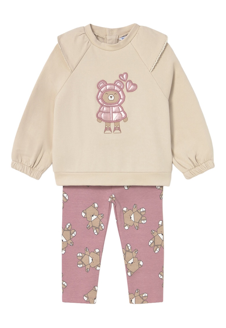 Compleu copii - bluza si colanti - bej/roz -