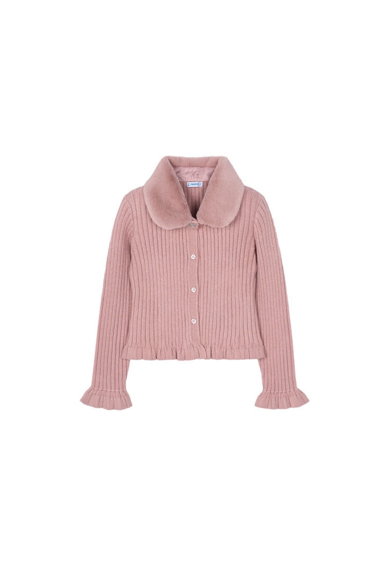 Cardigan fetita roz - pulover cu maneci lungi