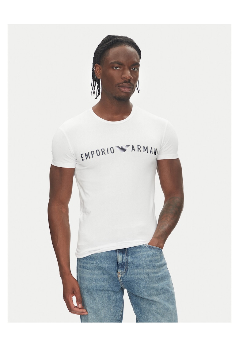 Tricou barbatesc alb - bumbac -