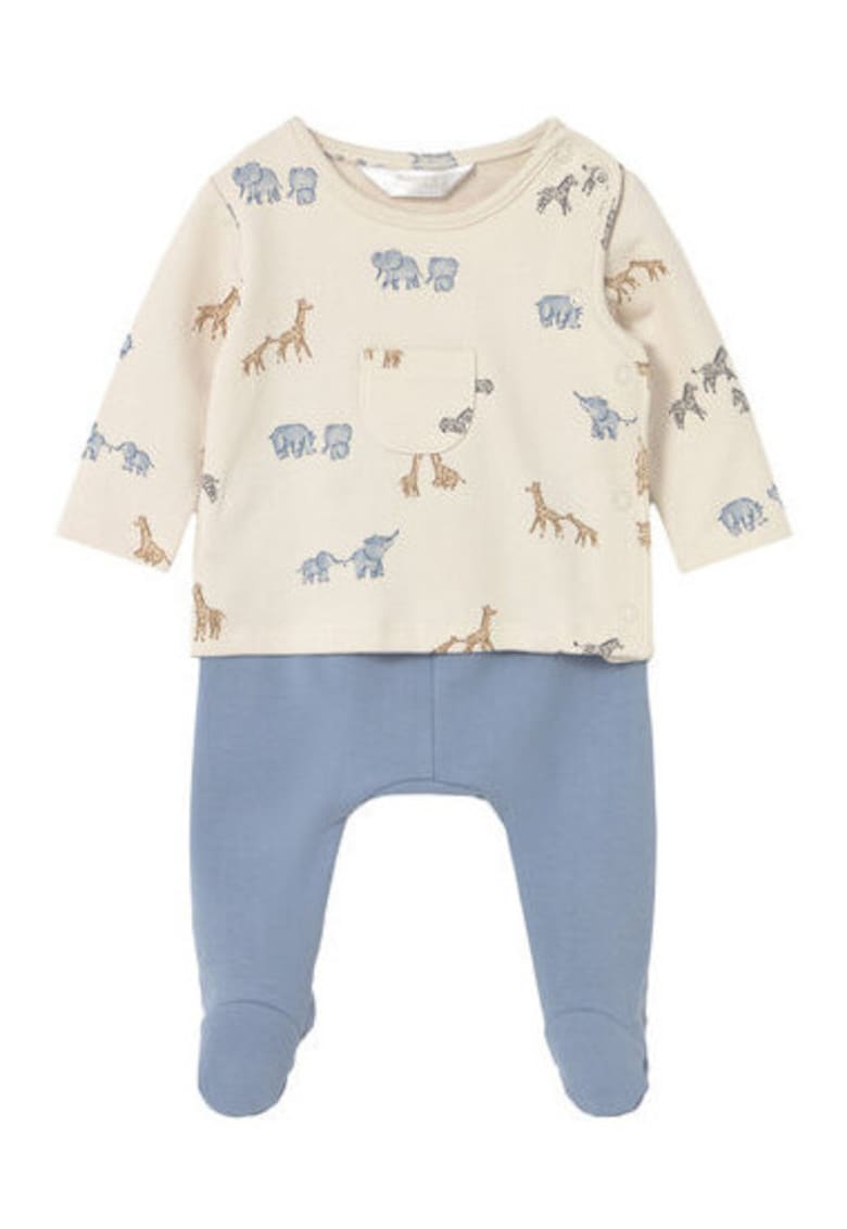 Compleu copii bluza si pantaloni - albastru/crem