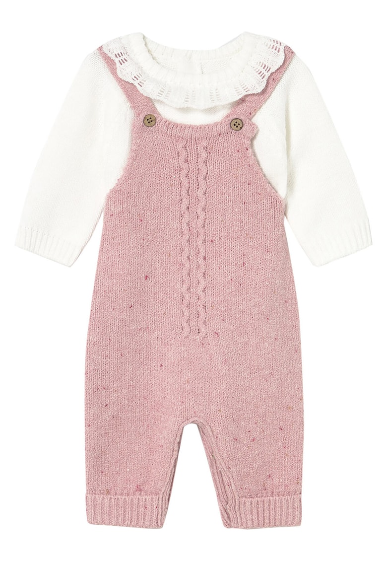 Compleu copii pulover si pantaloni - roz/alb