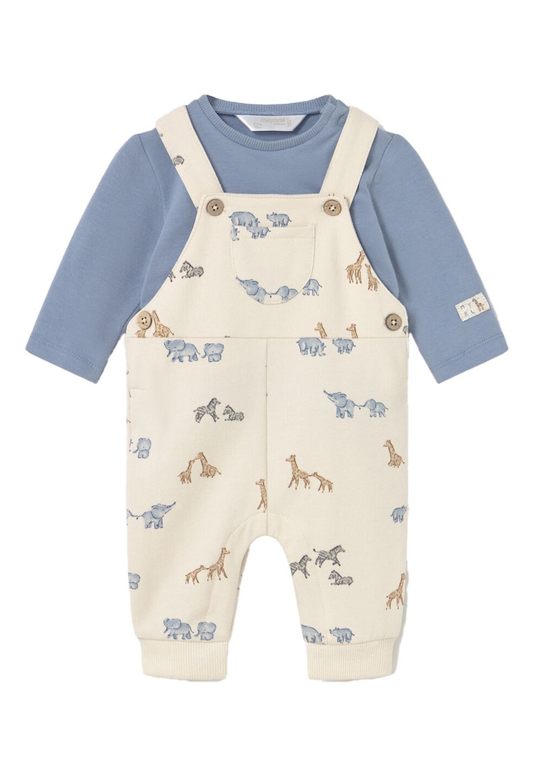 Compleu pentru Copii Bluza si Salopeta - albastru deschis/bej