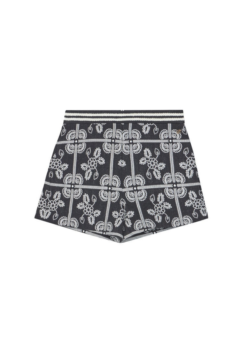 Pantaloni scurti copii - negru - material textil - fermoar -