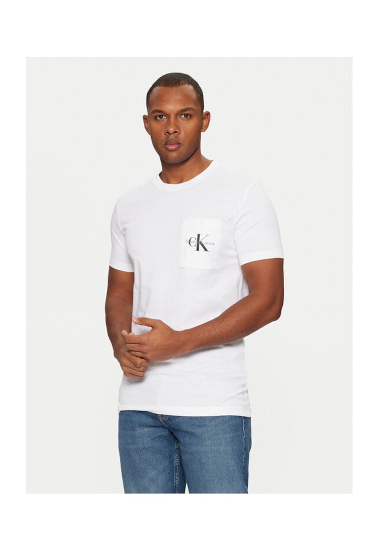 Tricou barbati alb - bumbac -