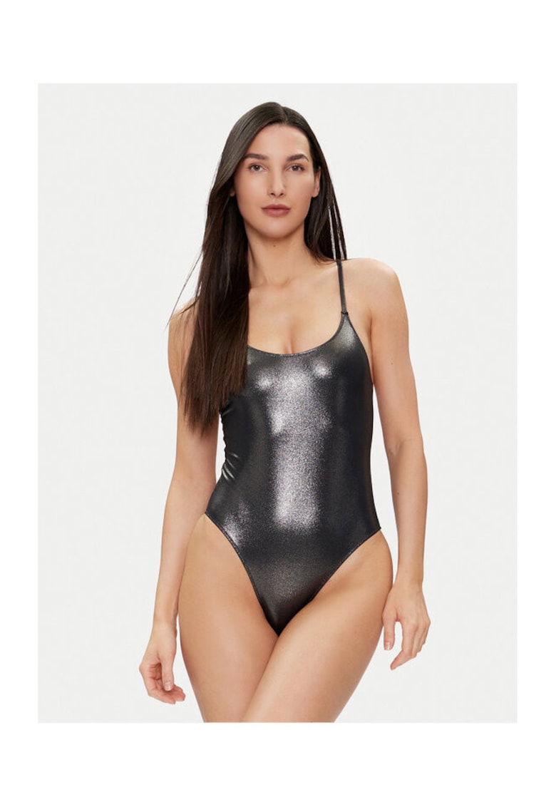 Costum de baie dama negru - elastic - lucios -