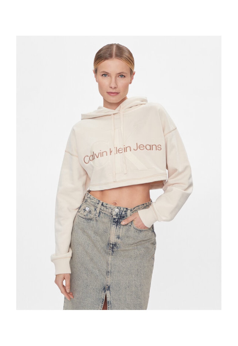 Hanorac dama ecru - croiala crop top