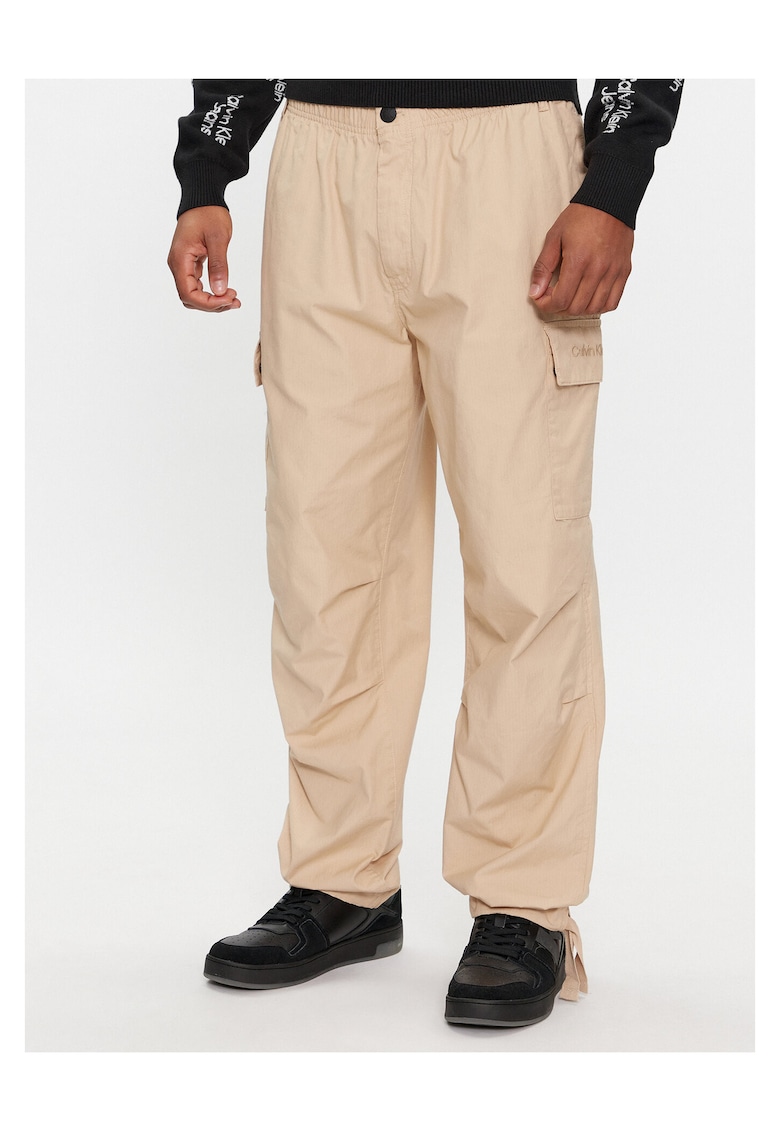 Pantaloni cargo barbati bej - bumbac