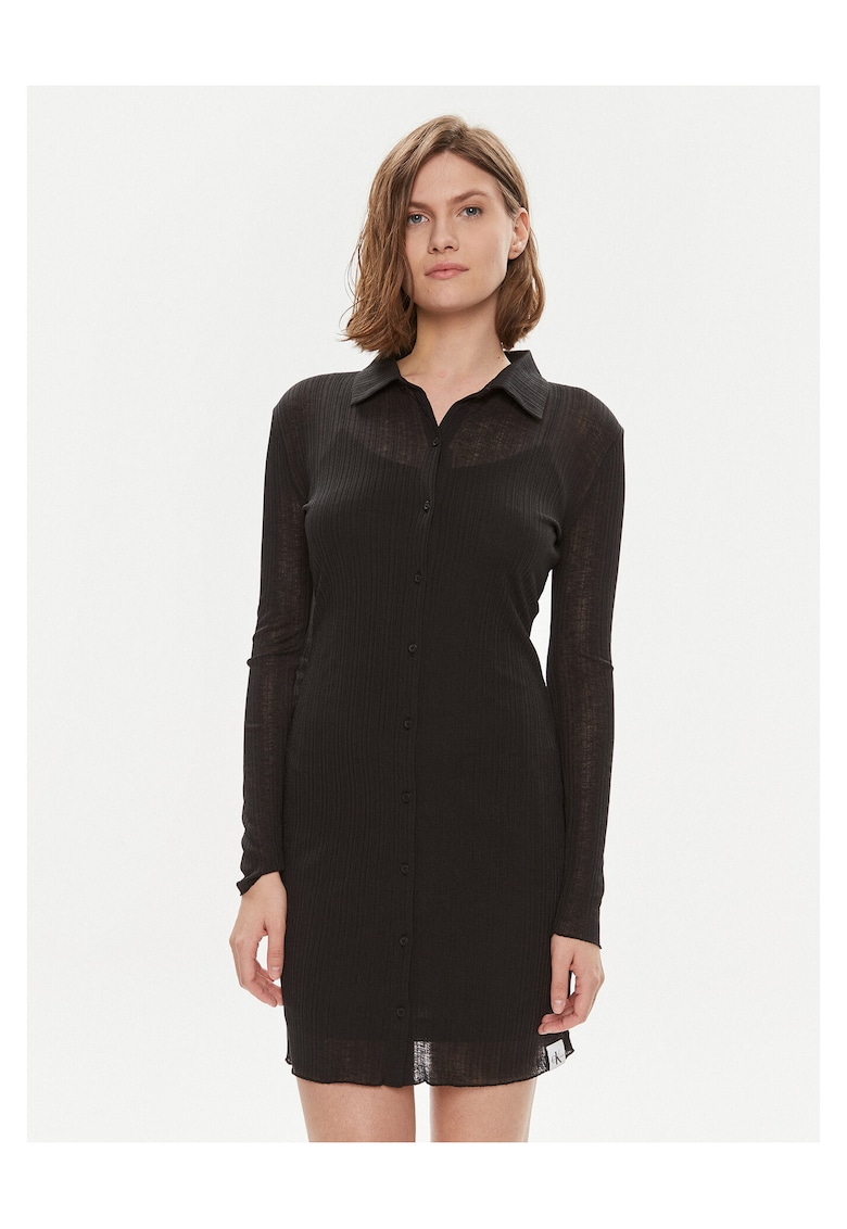 Rochie camasa dama negru - din material de calitate