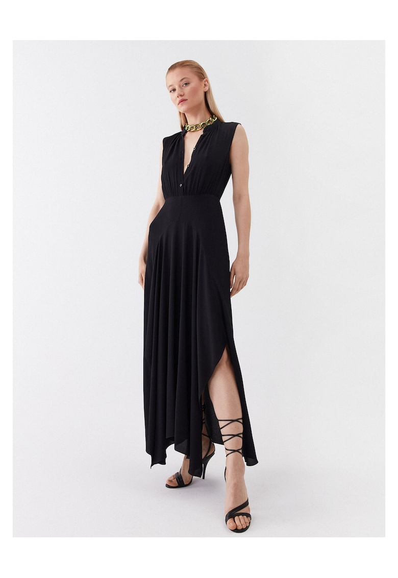 Rochie casual - neagra - viscoza - pentru femei -