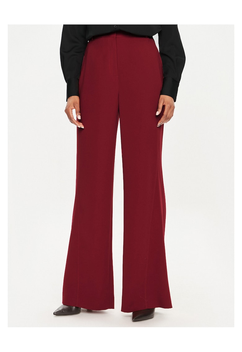 Pantaloni eleganti pentru dama cu talie inalta - rosu