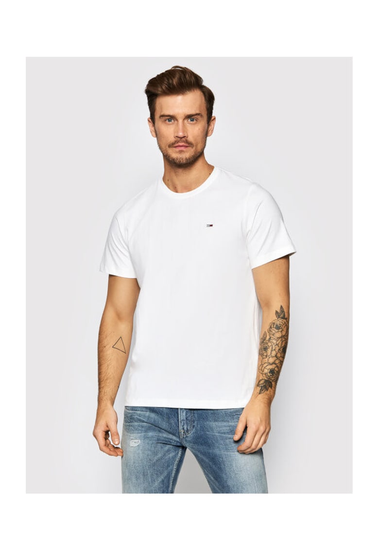 Tricou barbati alb - bumbac -