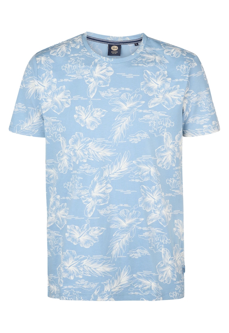 Tricou barbati albastru - bumbac - cu model