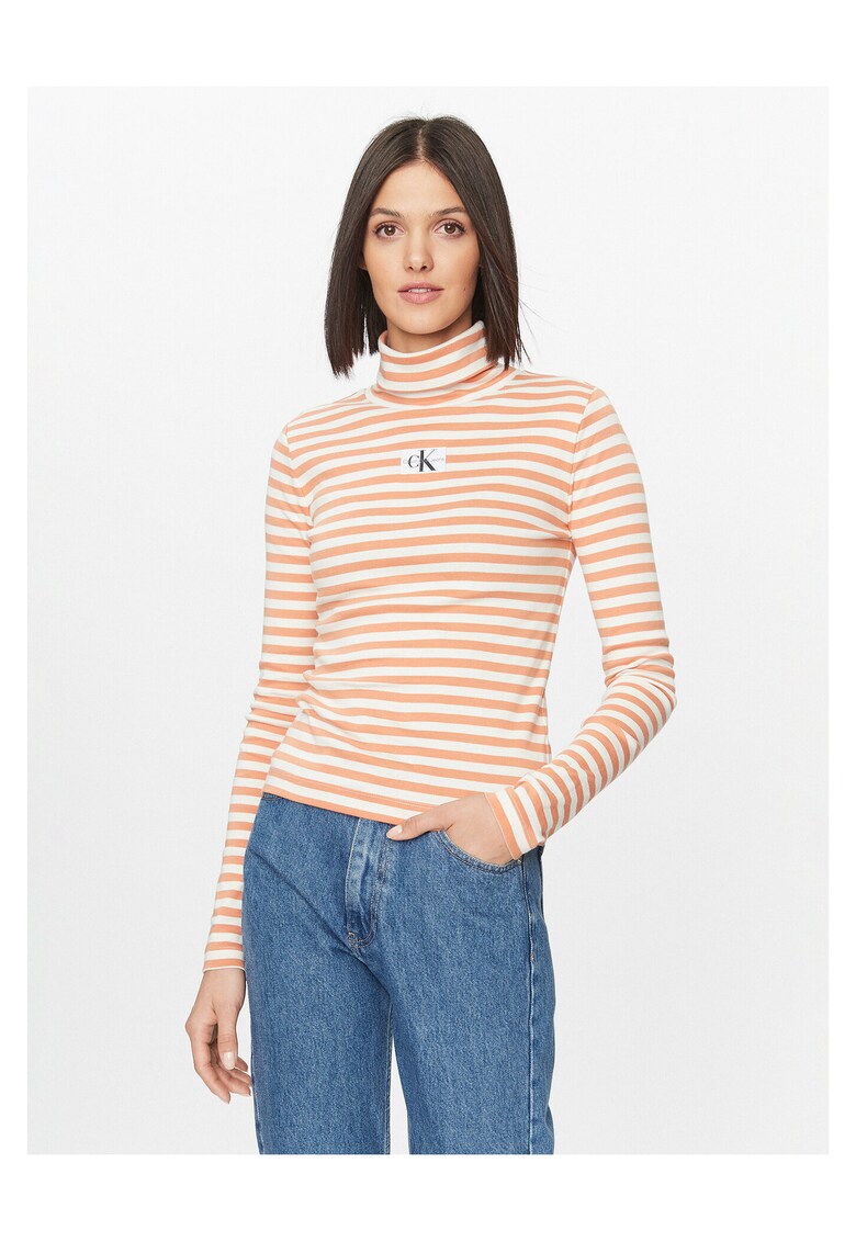 Bluza pentru dama portocaliu/alb