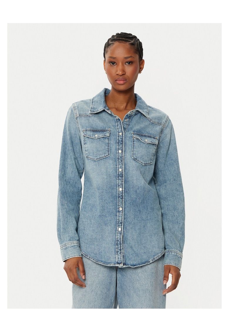 Camasa din denim pentru femei albastru -