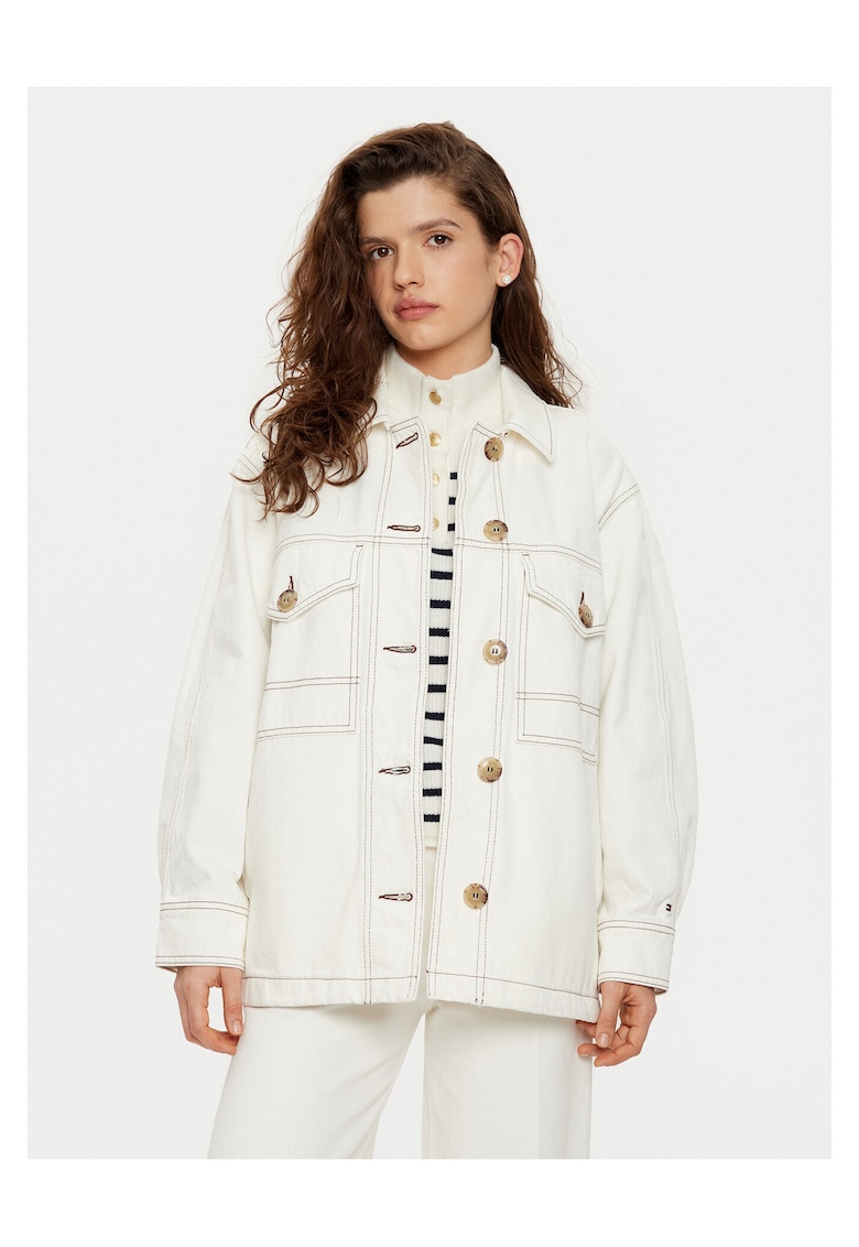 Camasa din denim pentru femei alba