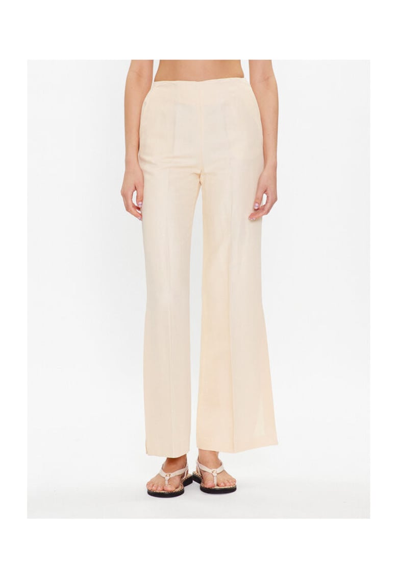 Twinset Pantaloni evazati pentru dama ecru - stofa