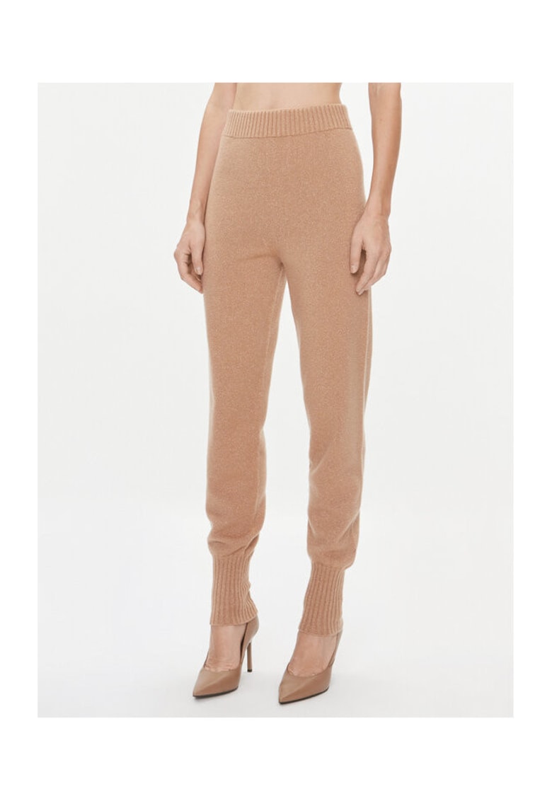 Pantaloni dama tricotati - maro -