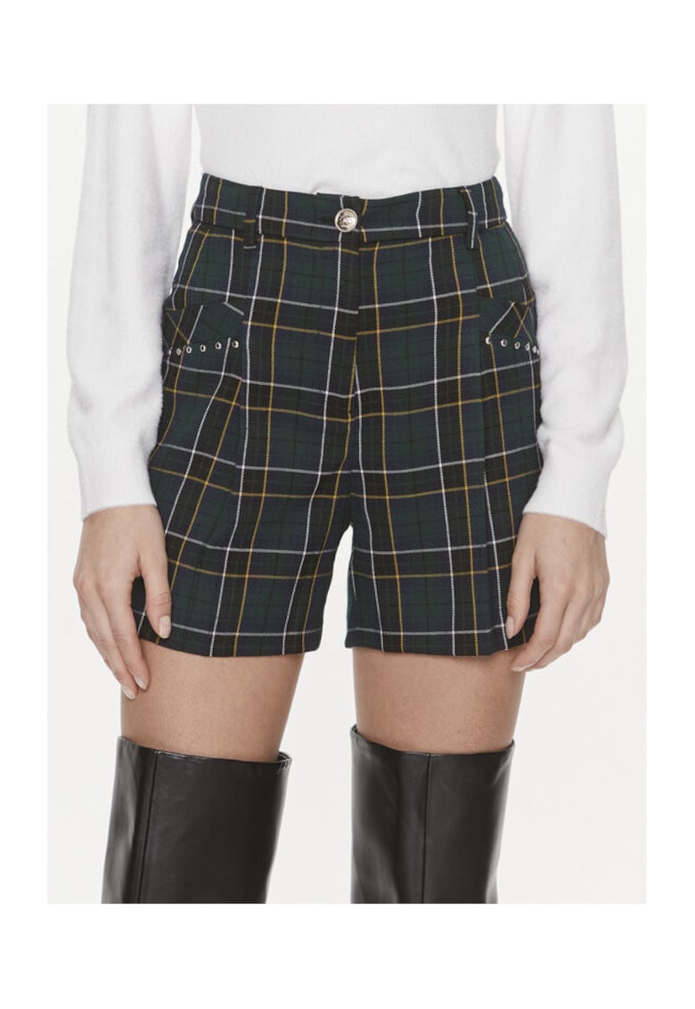 Pantaloni scurti pentru dama - model in carouri - verde
