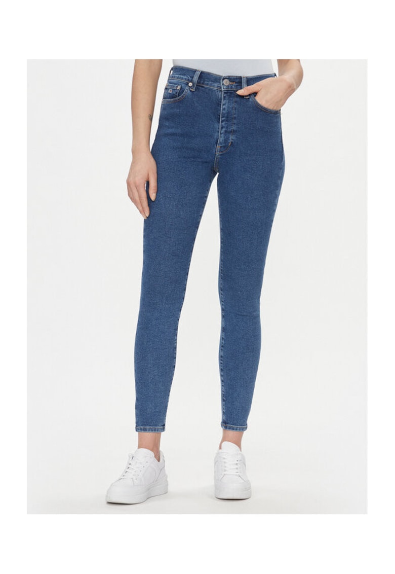 Blugi dama model skinny - talie inalta - albastru -