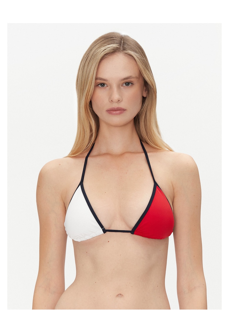 Top de baie dama - sintetic - multicolor - Rosu/Alb