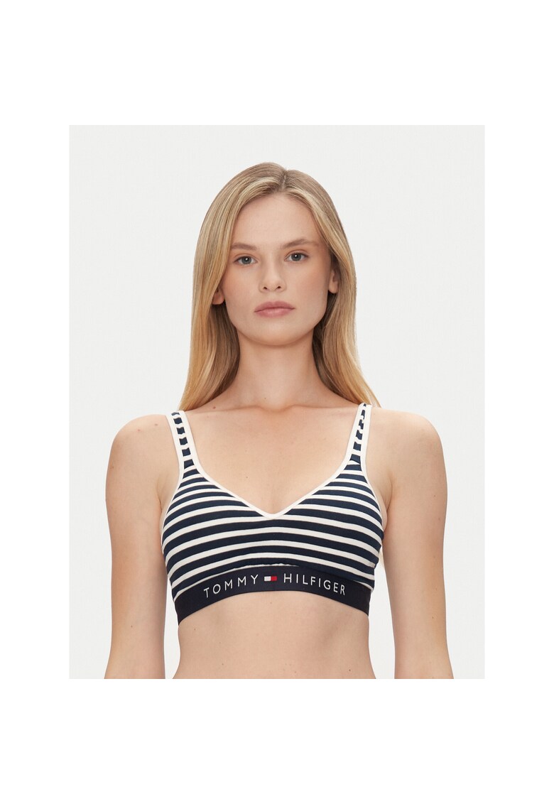 Bustiera sport dama bleumarin/alb