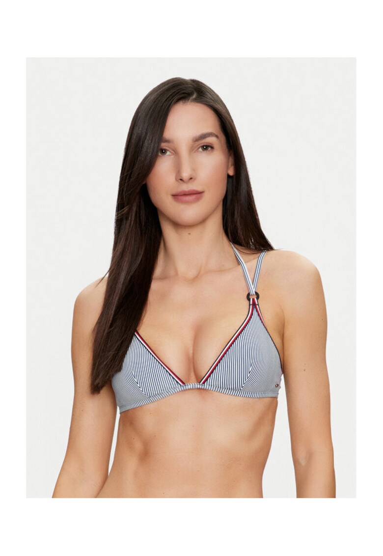 Sutien de baie dama - albastru - alb - material elastic