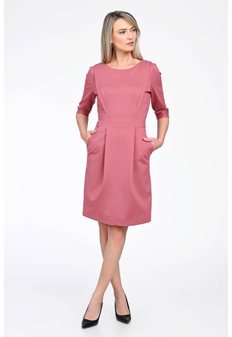 Rochie office midi cu pliuri - stil elegant Frazi