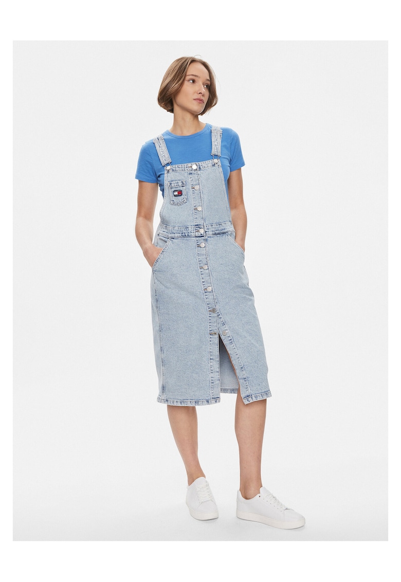 Rochie din denim pentru femei albastru -