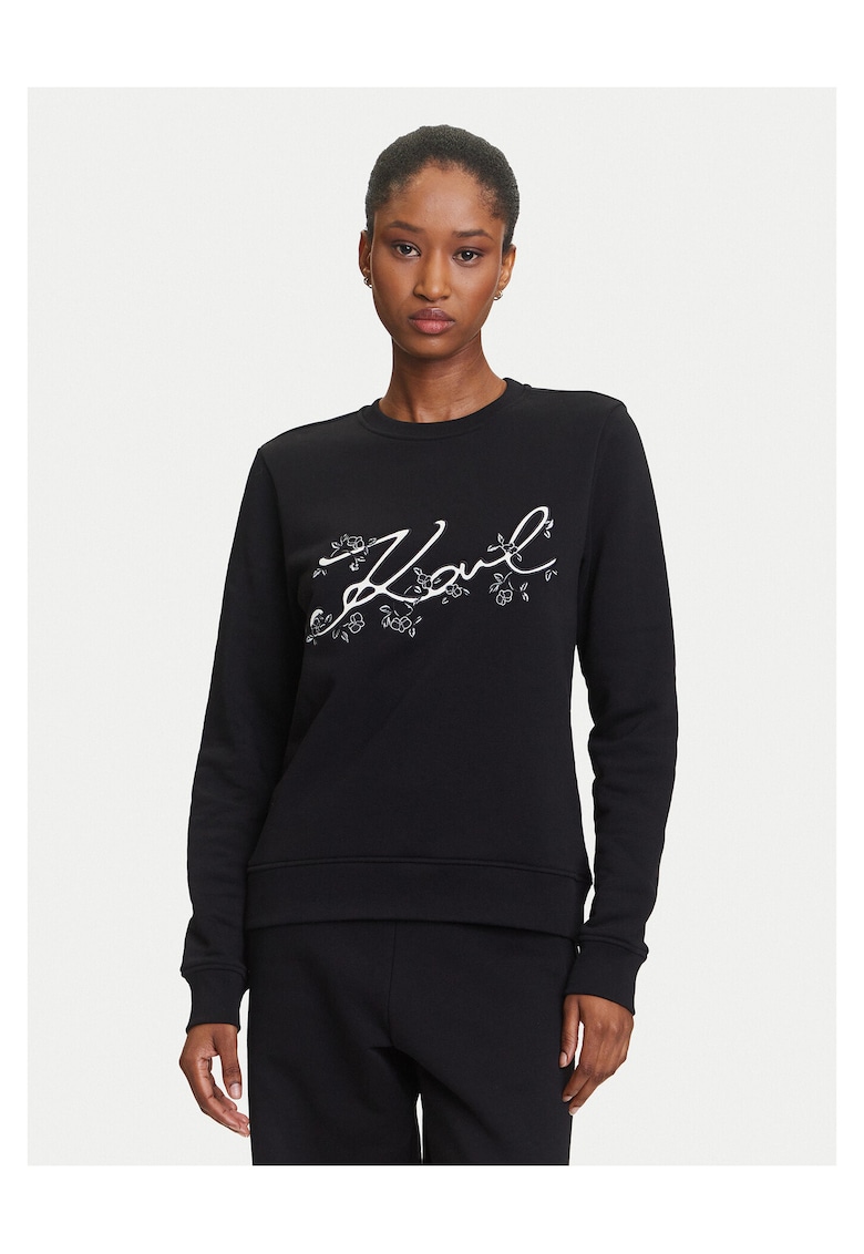 Hanorac dama negru - textil - cu logo