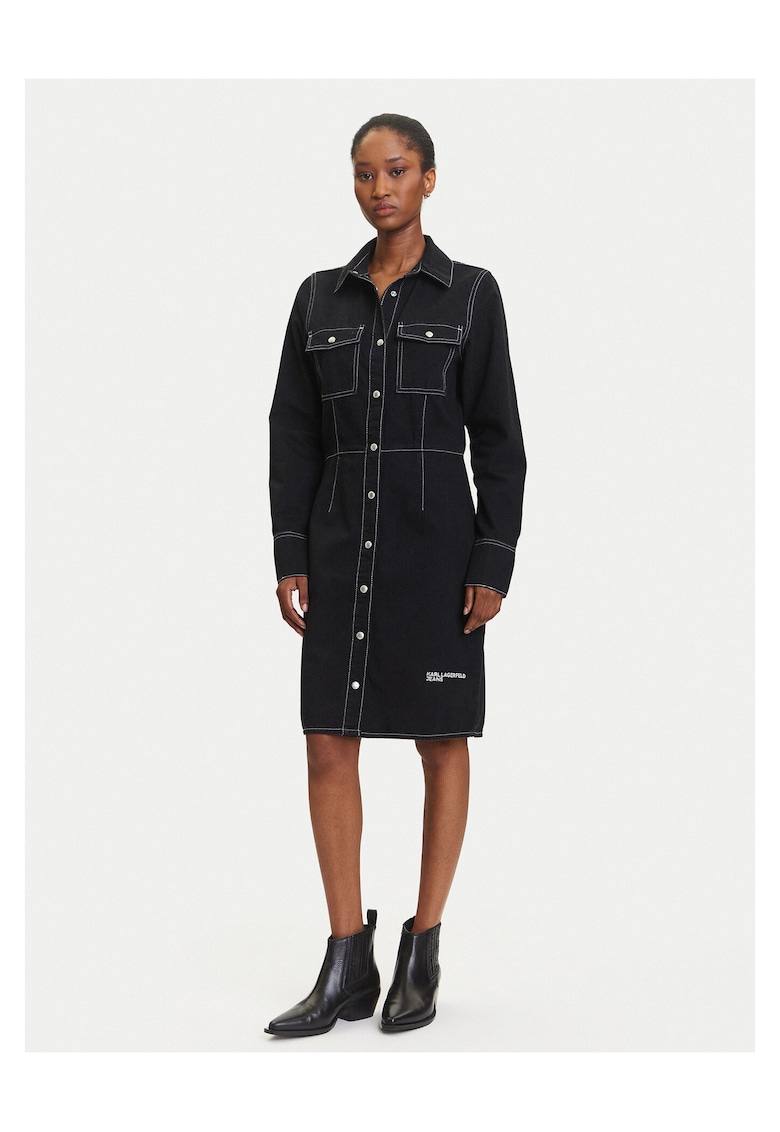 Rochie din denim - bleumarin - femei