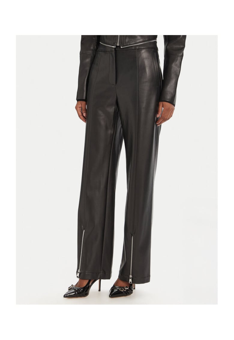 Pantaloni dama - piele ecologica - negru
