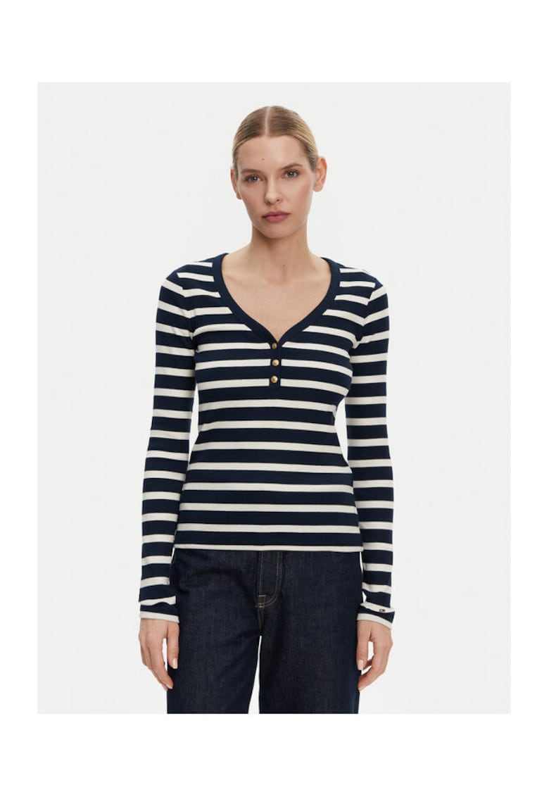 Bluza dama alb/bleumarin -