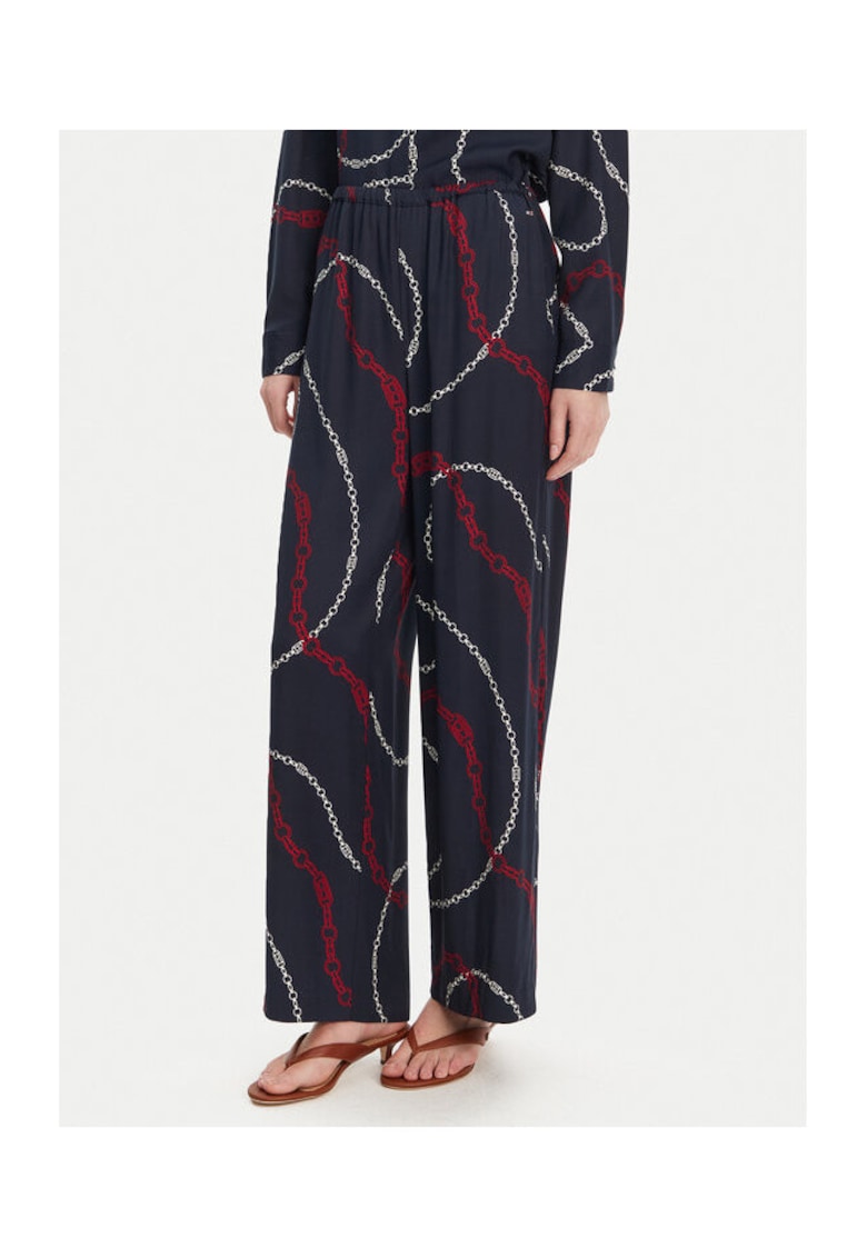 Pantaloni largi pentru dama - bleumarin