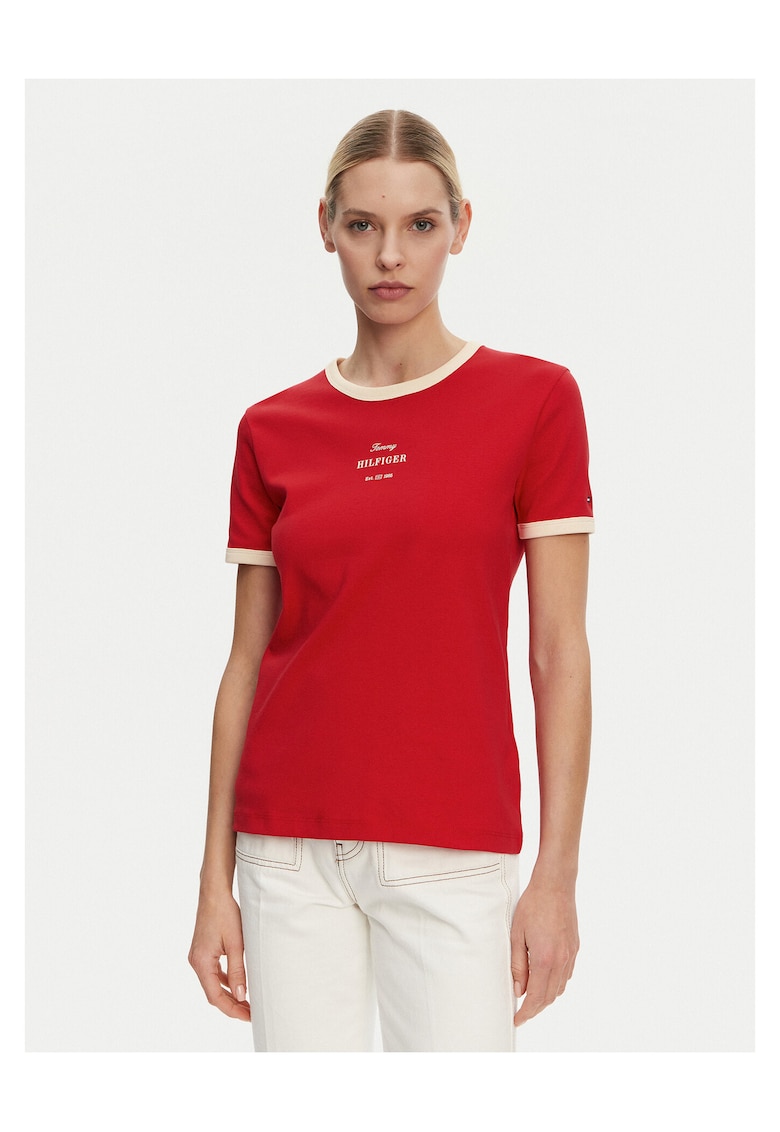 Tricou dama - Rosu/Alb