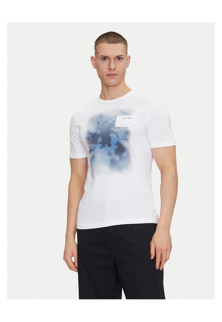Tricou barbati albastru/alb - din bumbac