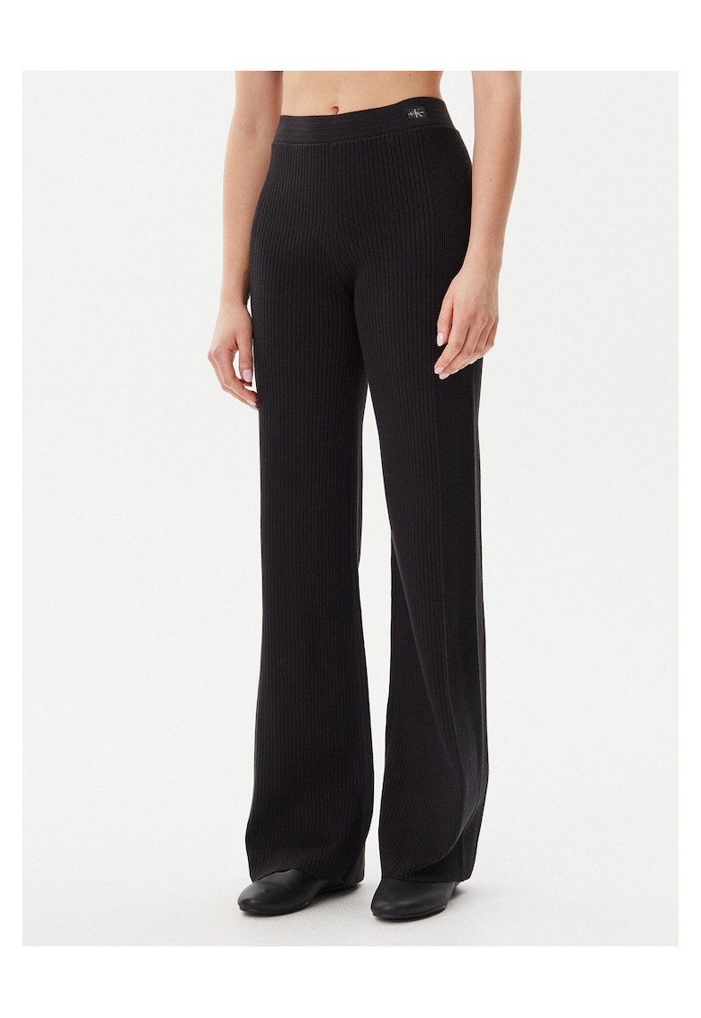 Pantaloni lungi pentru dama - tricot - negru
