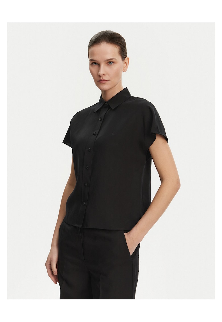 Camasa dama negru - cu maneca scurta