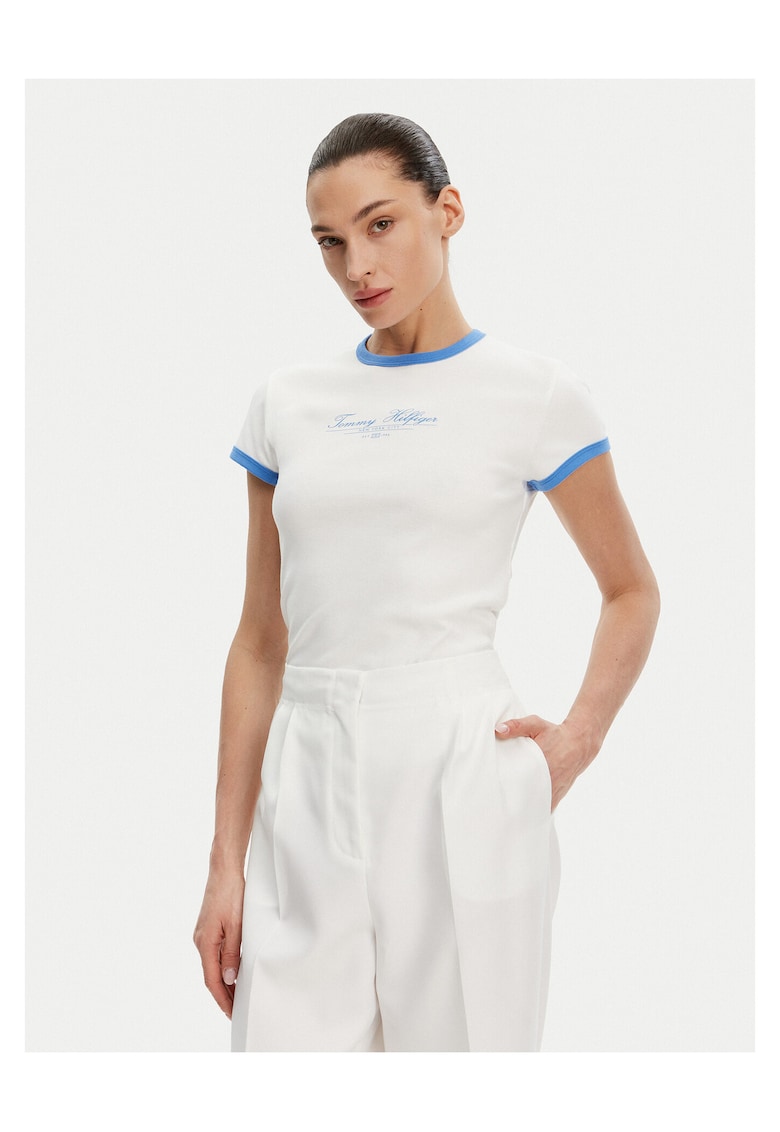 Tricou dama - Ecru/Albastru