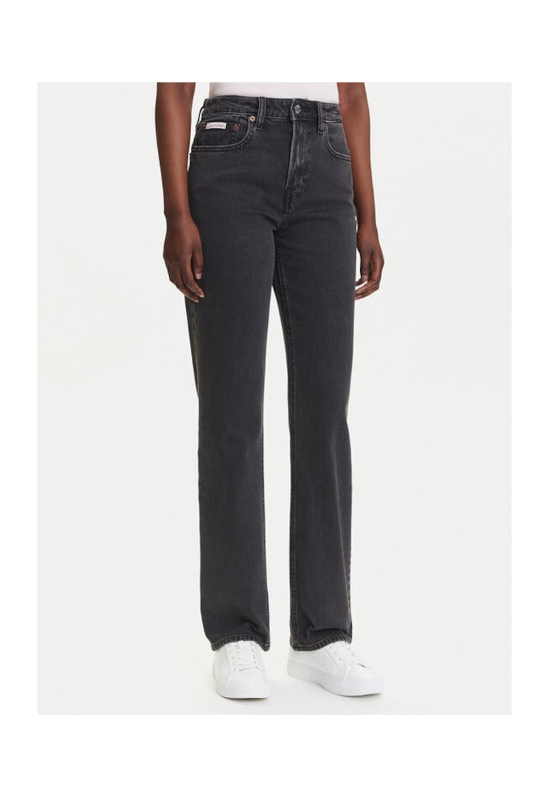 Blugi dama talie inalta - straight-leg - negru