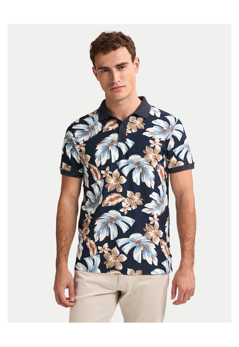 Tricou barbati bleumarin - bumbac - imprimeu floral