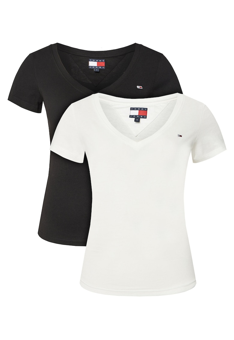 Set 2 tricouri dama - Negru - Ecru -