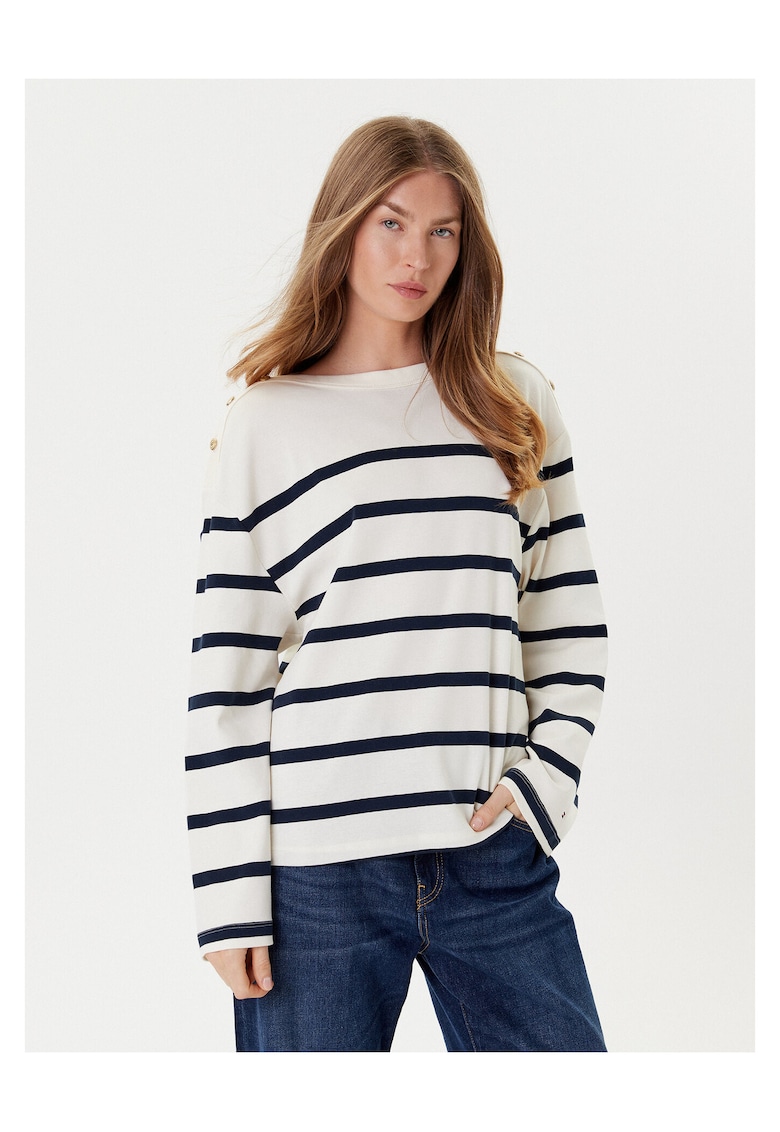 Bluza de dama ecru/bleumarin -