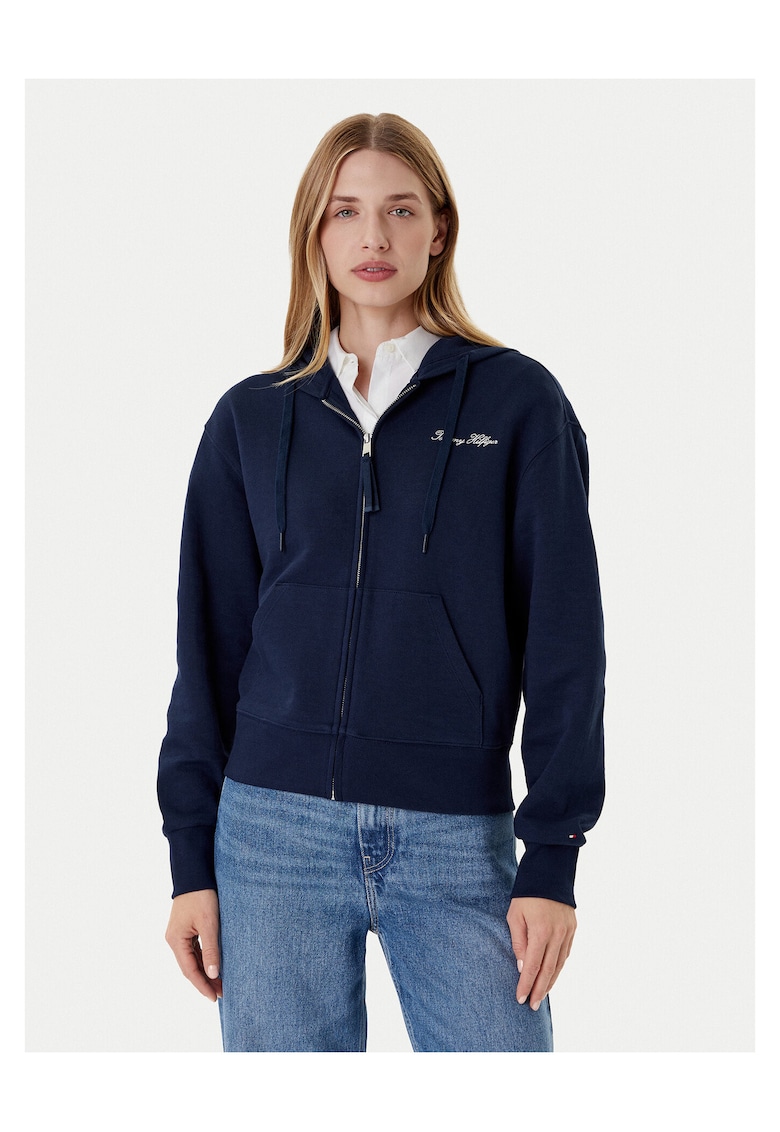Hanorac dama bleumarin - textil - cu fermoar